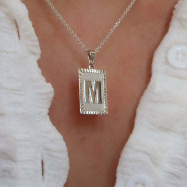 Silver Initial Card Necklace